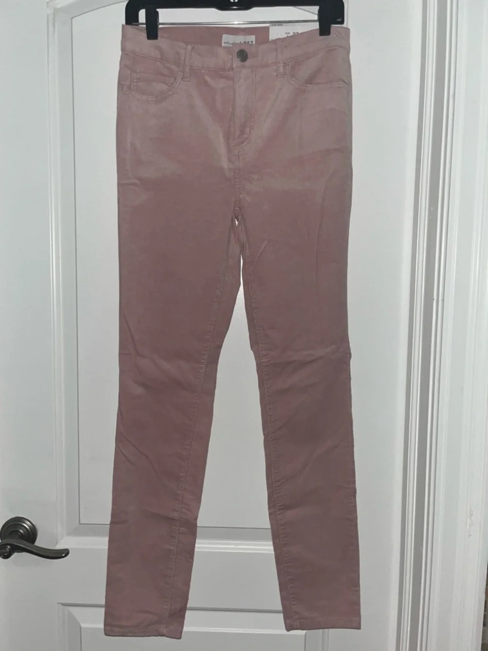 Loft High Waist Skinny Dusty Rose/Light Pink Corduroy Pants, size 4/27, New!